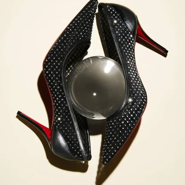 Outlet Christian Louboutin Apostropha Mesh Strass Black