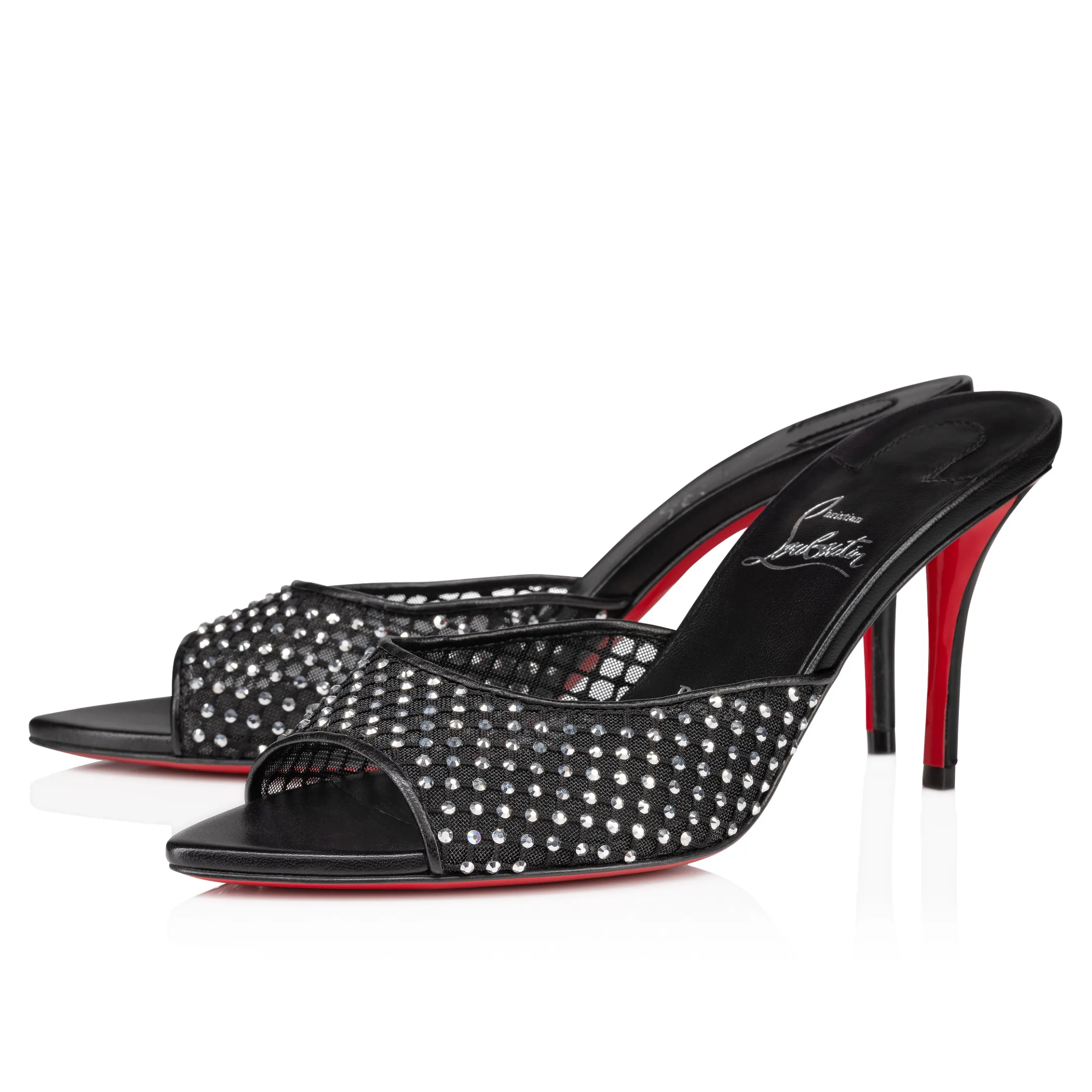Best Christian Louboutin Apostropha Mule Mesh Strass Black